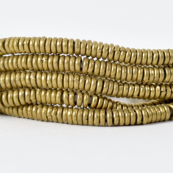 Gold Metal Heishi Trade Beads Ethiopia