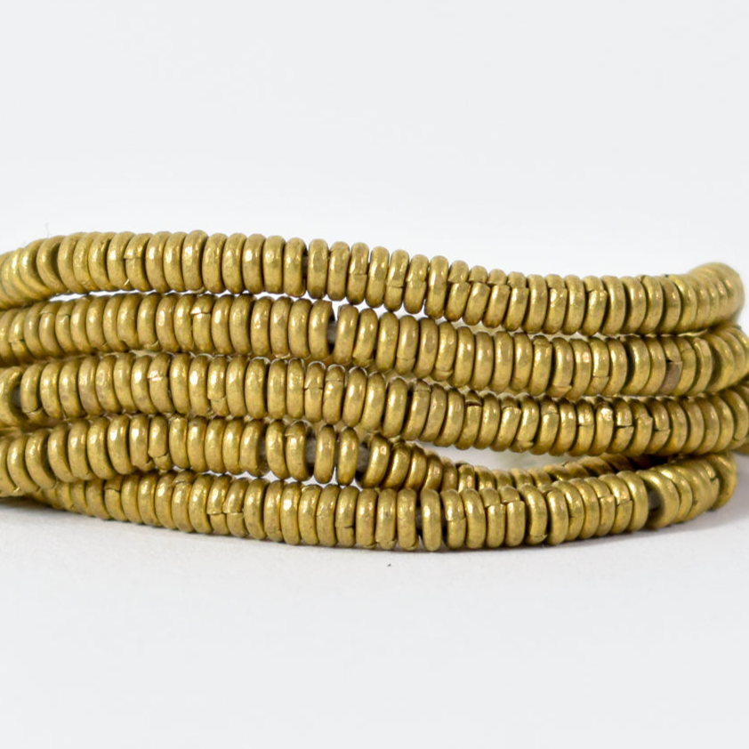 Gold Metal Heishi Trade Beads Ethiopia