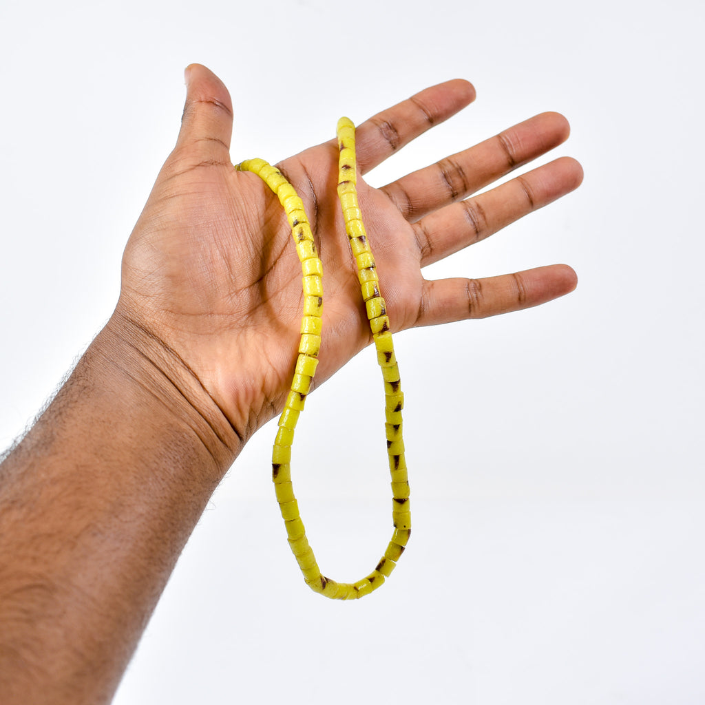 Krobo "Recycled" Powder Glass Yellow Beads