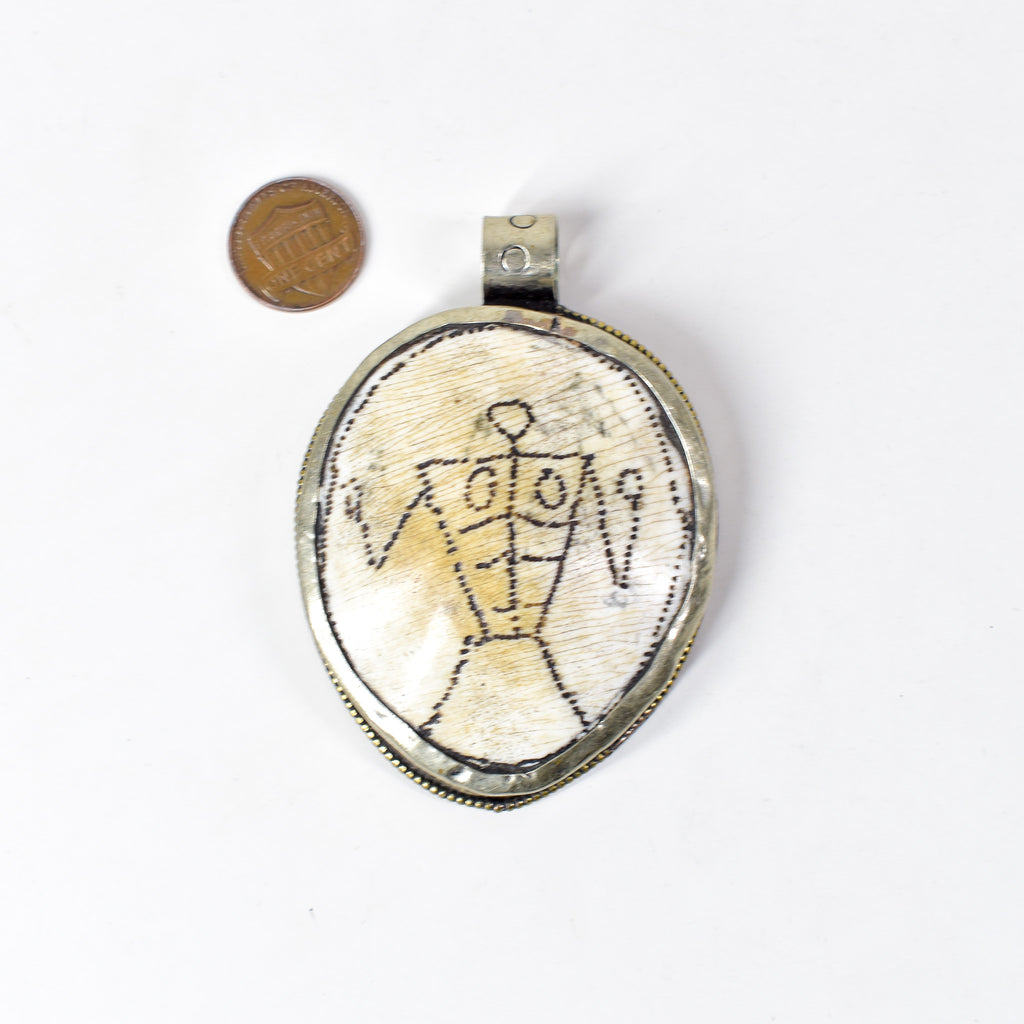 Tibetan Shell Repoussé Pendant