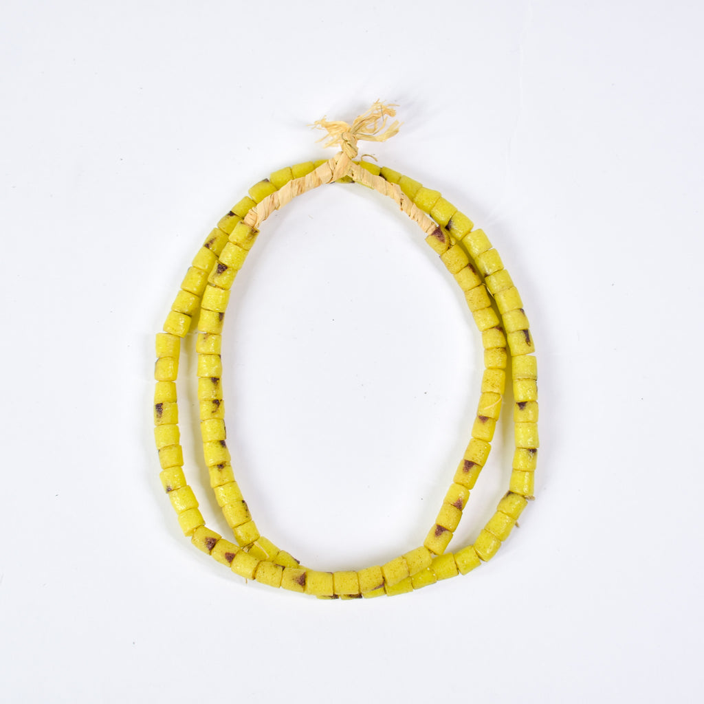 Krobo "Recycled" Powder Glass Yellow Beads