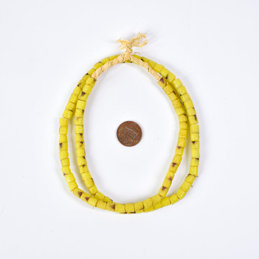 Krobo "Recycled" Powder Glass Yellow Beads