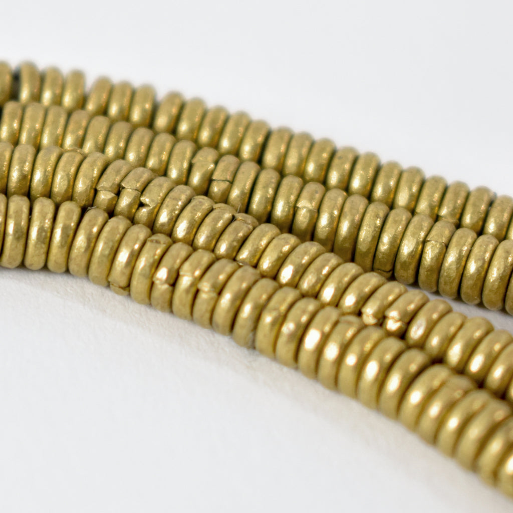 Gold Metal Heishi Trade Beads Ethiopia