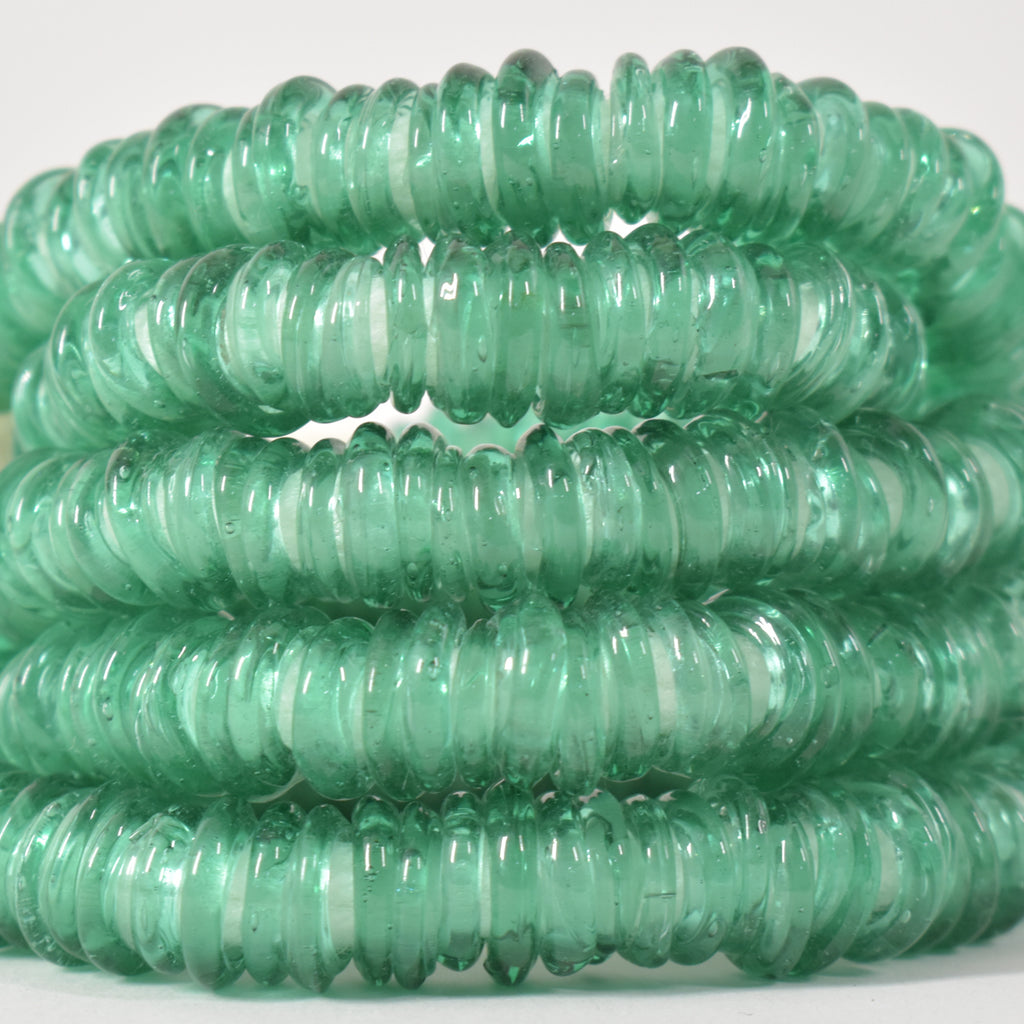 Translucent Italian Glass Rings Trade Beads Green 50 Inch