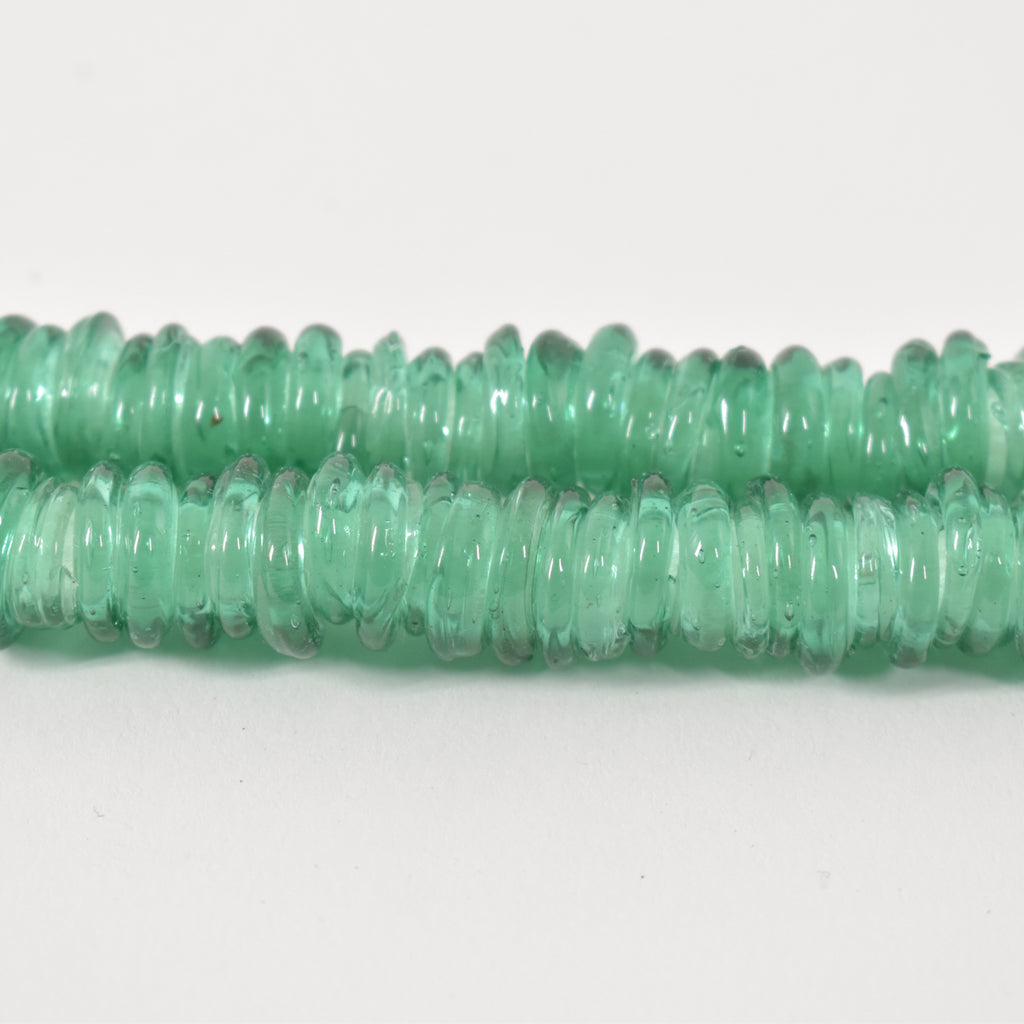 Translucent Italian Glass Rings Trade Beads Green 50 Inch