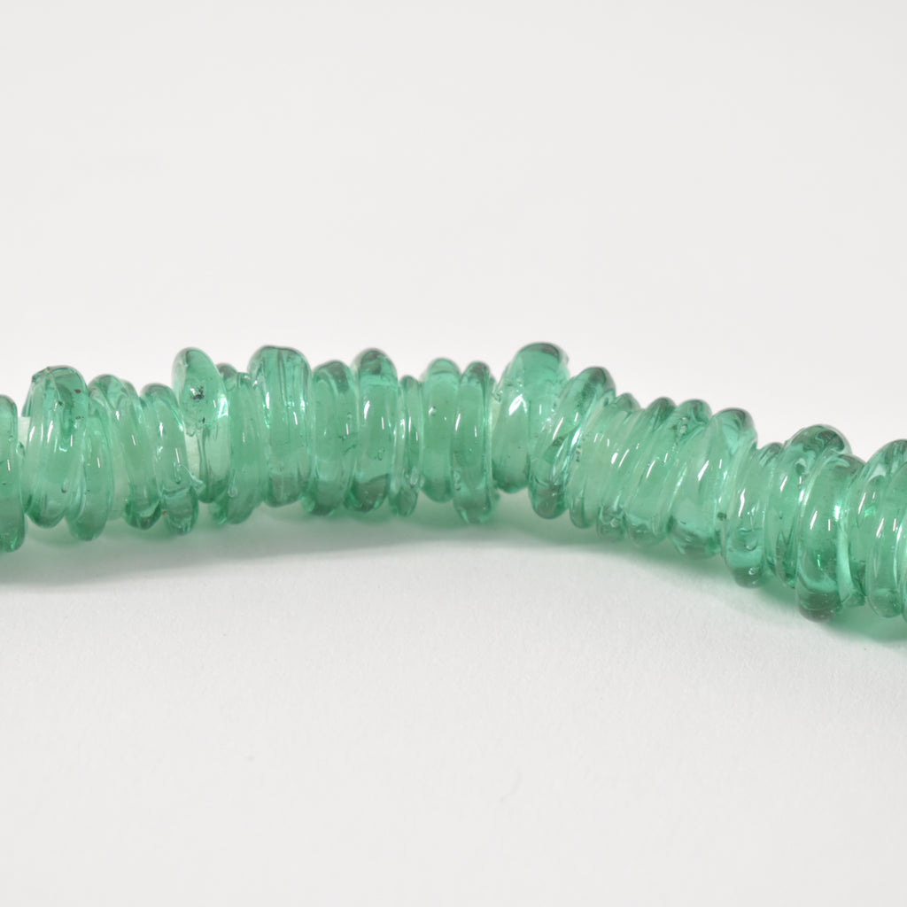 Translucent Italian Glass Rings Trade Beads Green 50 Inch