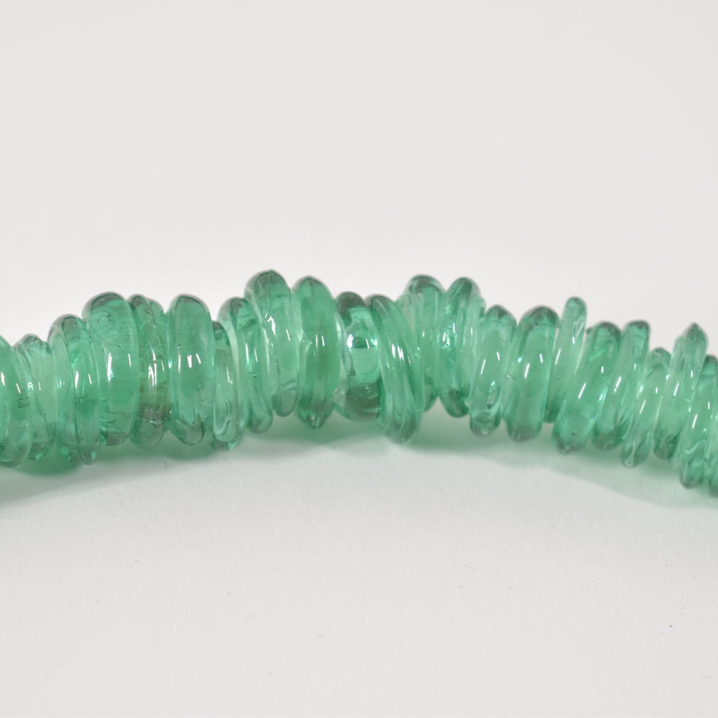 Translucent Italian Glass Rings Trade Beads Green 50 Inch