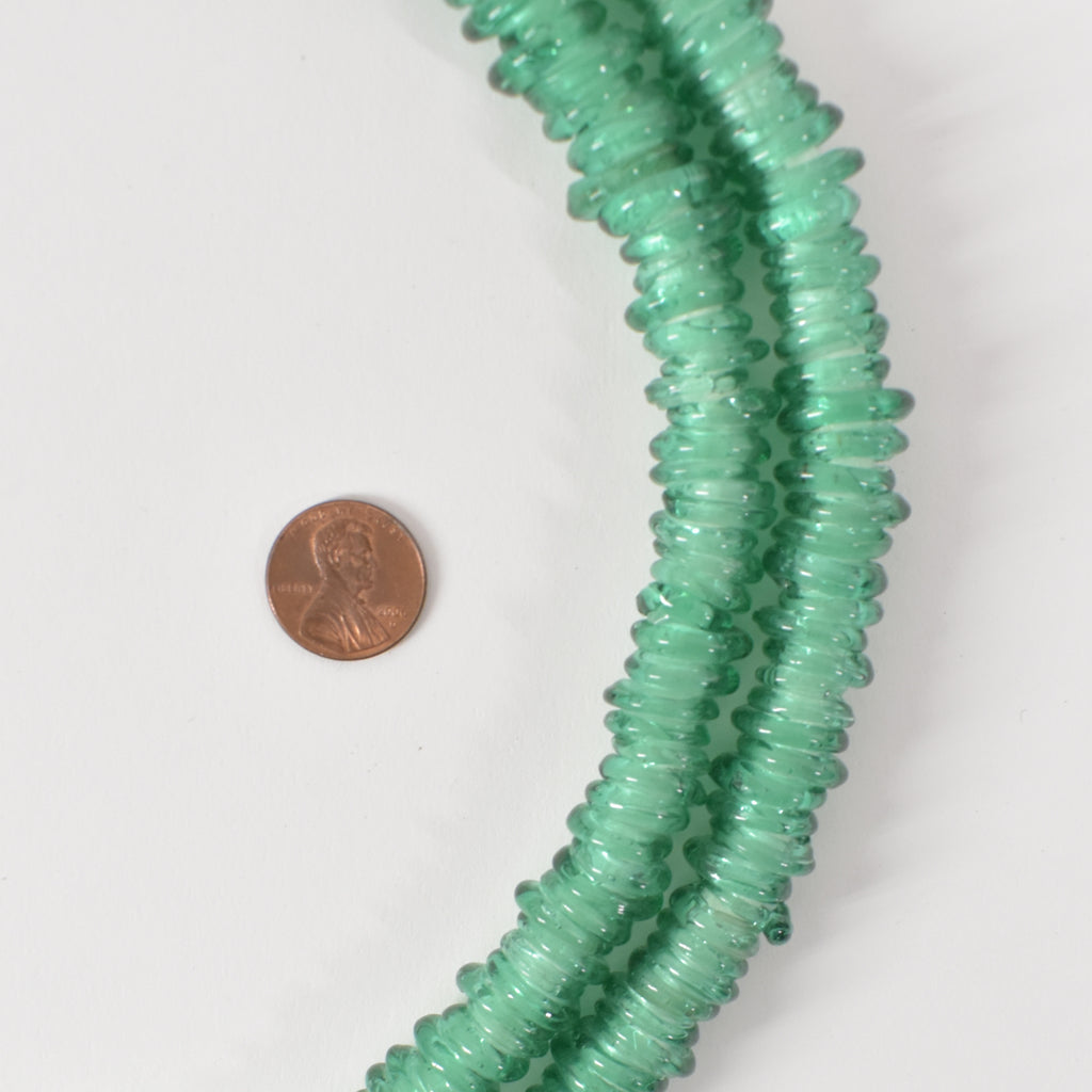 Translucent Italian Glass Rings Trade Beads Green 50 Inch