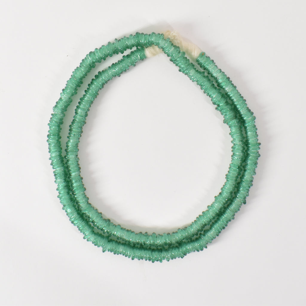 Translucent Italian Glass Rings Trade Beads Green 50 Inch