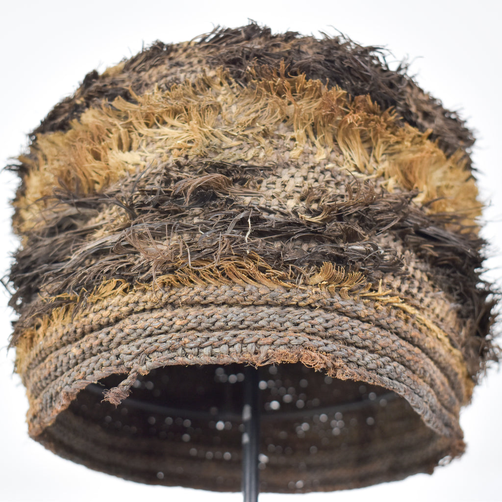 Bamileke Raffia Hat on Custom Stand Cameroon