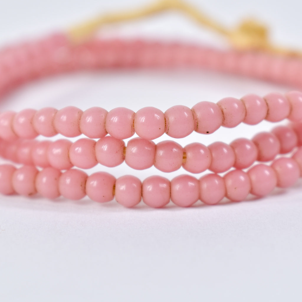 6 Strands Bohemian Pink Round Trade Beads