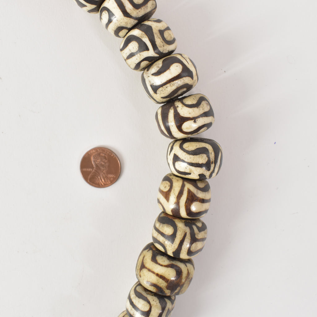 Batik Mudcloth Bone Beads Sidley Collection 30 Inch