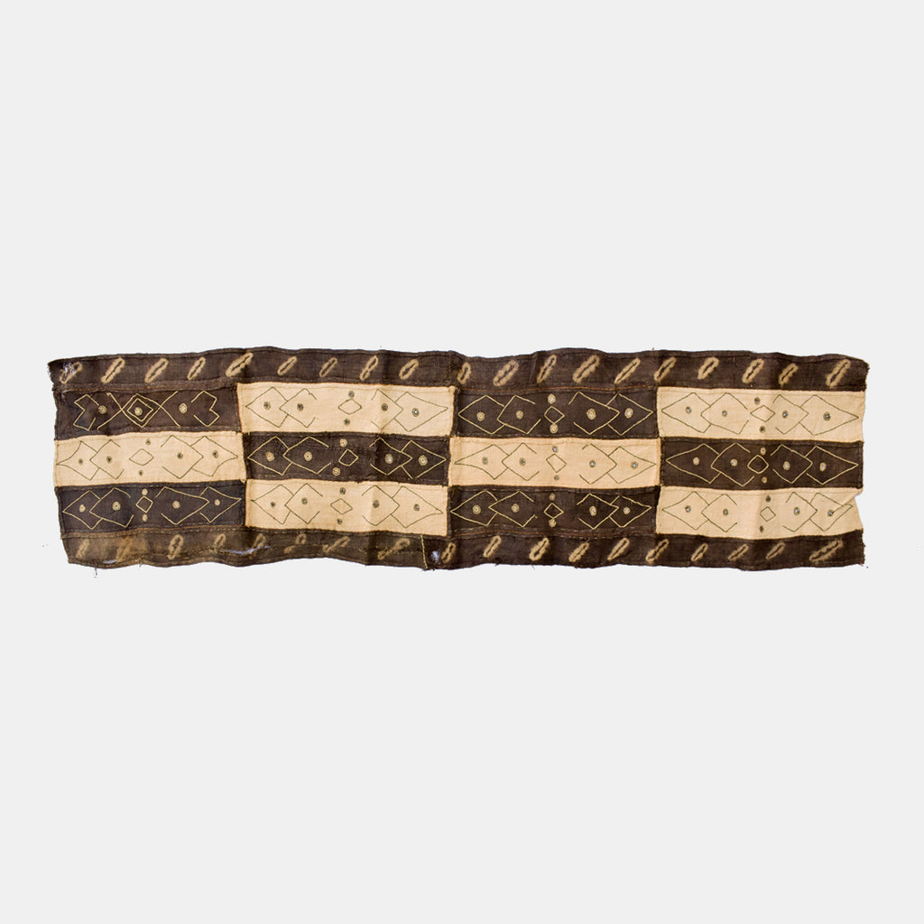 Kuba Handwoven Embroidered Raffia Textile Congo 47 x 13 Inch