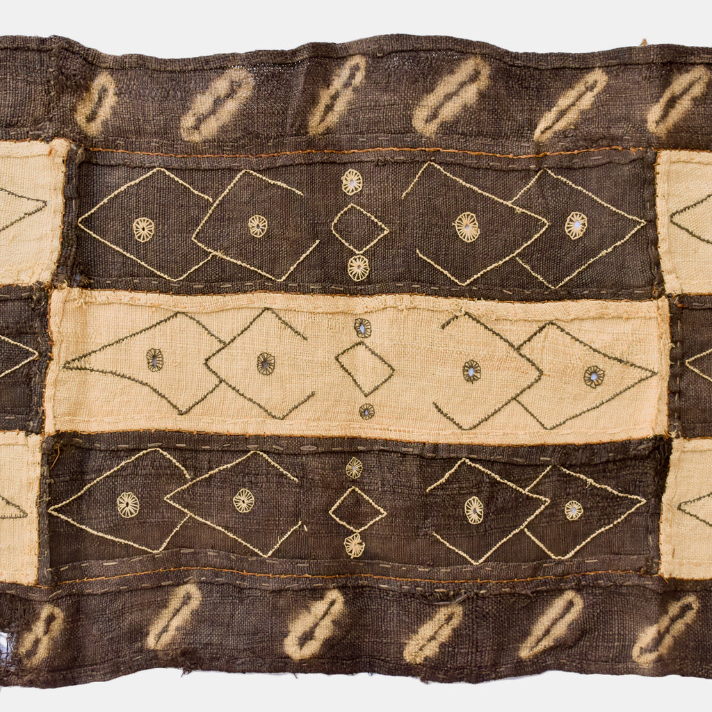 Kuba Handwoven Embroidered Raffia Textile Congo 47 x 13 Inch