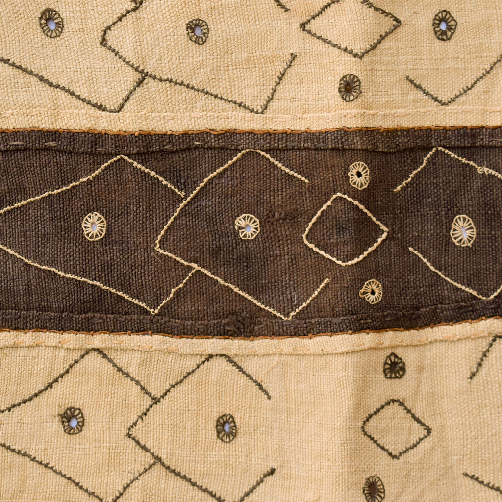 Kuba Handwoven Embroidered Raffia Textile Congo 47 x 13 Inch