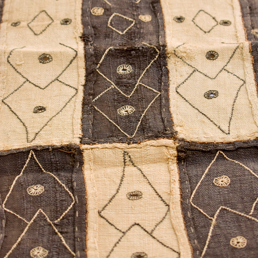 Kuba Handwoven Embroidered Raffia Textile Congo 47 x 13 Inch