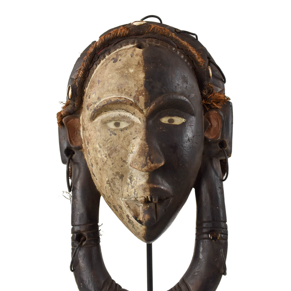 Bakongo Painted Villi Mask on Custom Stand Congo
