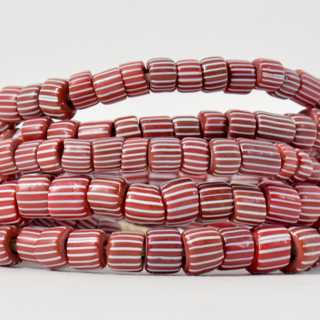 Red Onion Skin Venetian Trade Beads 45 Inch