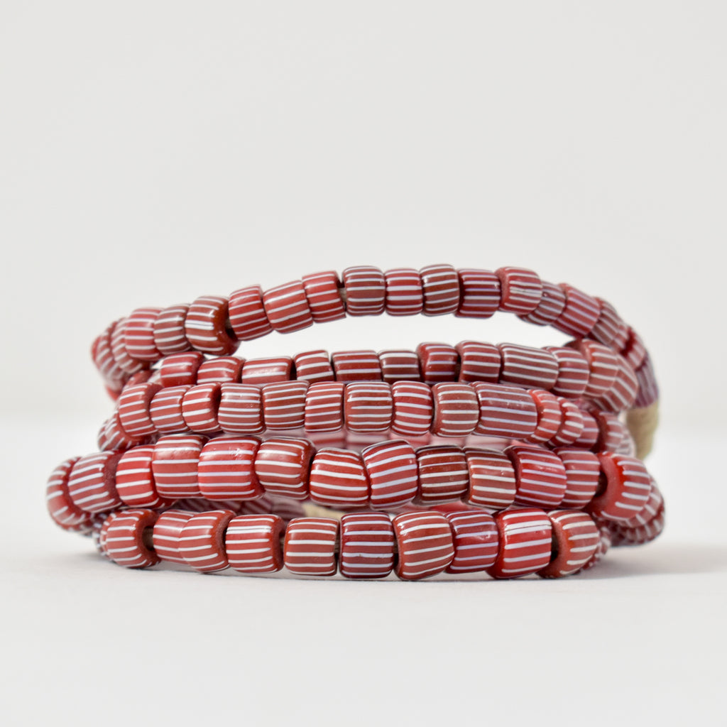 Red Onion Skin Venetian Trade Beads 45 Inch