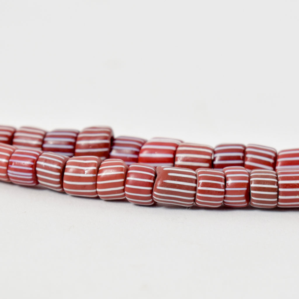 Red Onion Skin Venetian Trade Beads 45 Inch