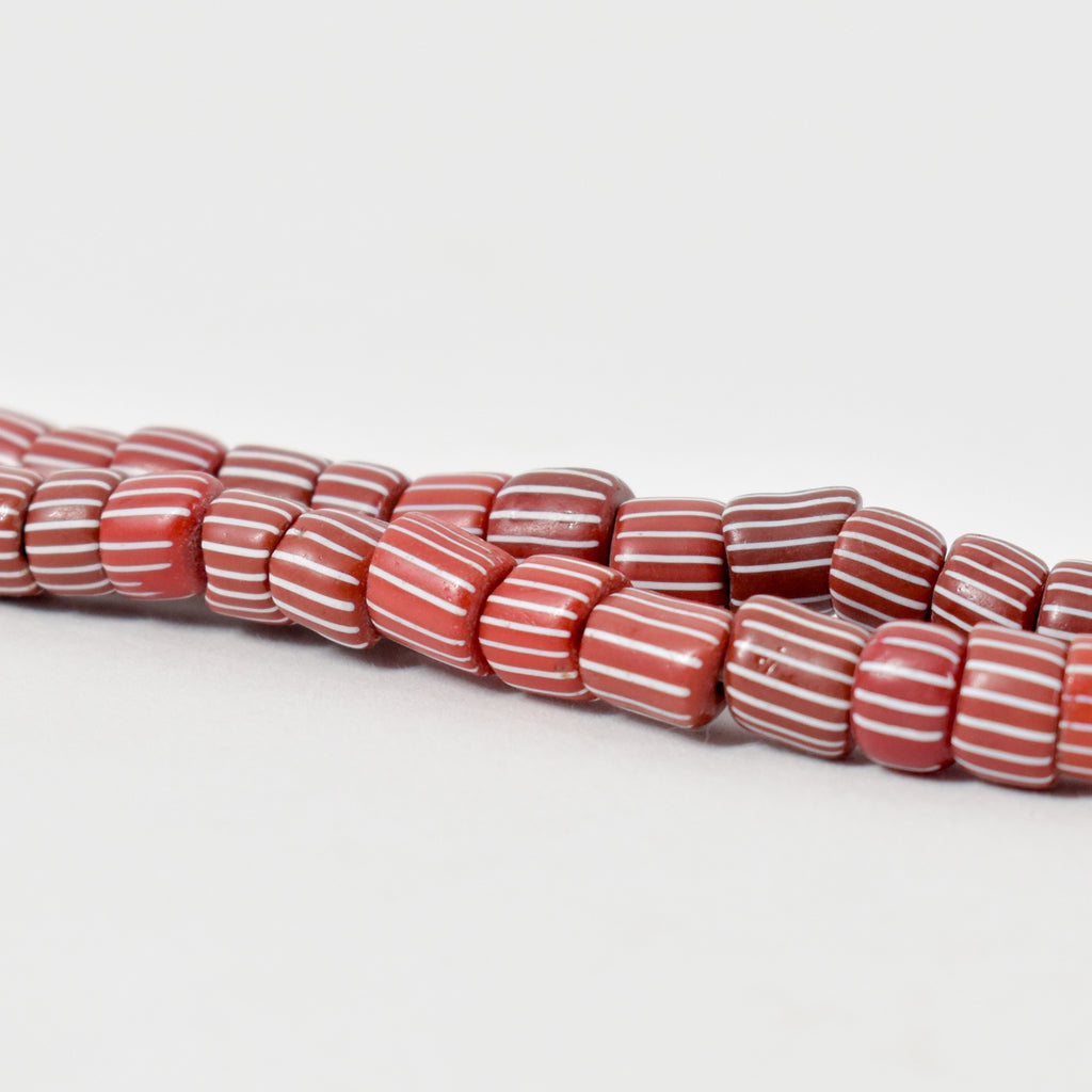 Red Onion Skin Venetian Trade Beads 45 Inch