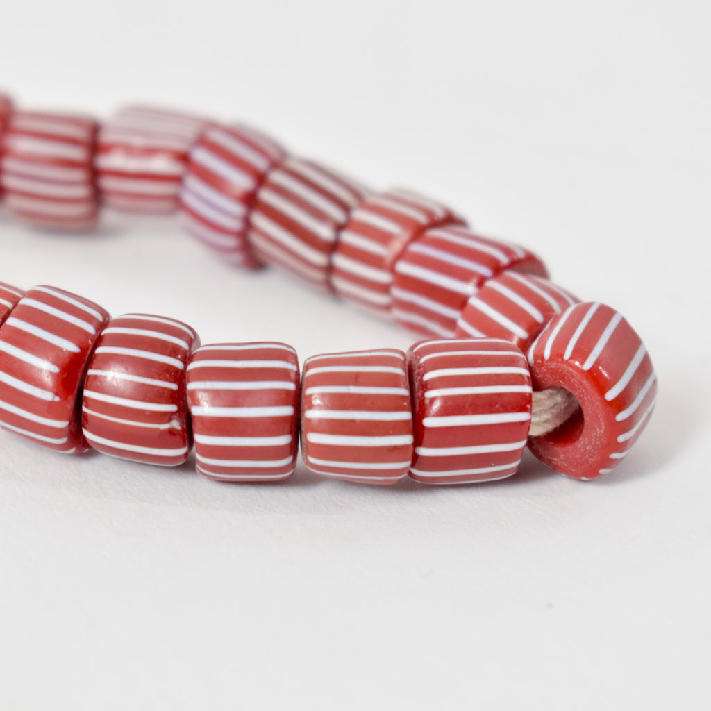 Red Onion Skin Venetian Trade Beads 45 Inch