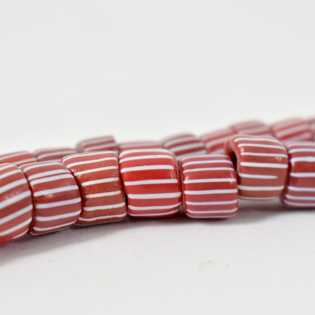 Red Onion Skin Venetian Trade Beads 45 Inch