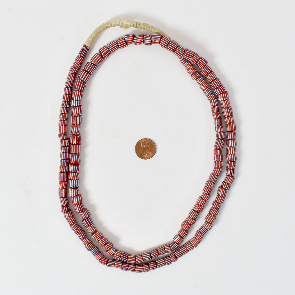 Red Onion Skin Venetian Trade Beads 45 Inch