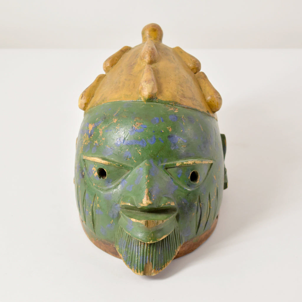 Green Yoruba Gelede Mask Nigeria