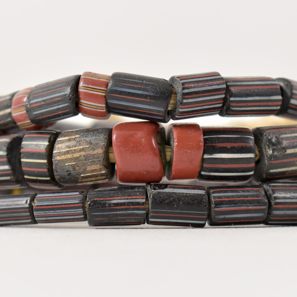 Striped Greenhearts Venetian Trade Beads