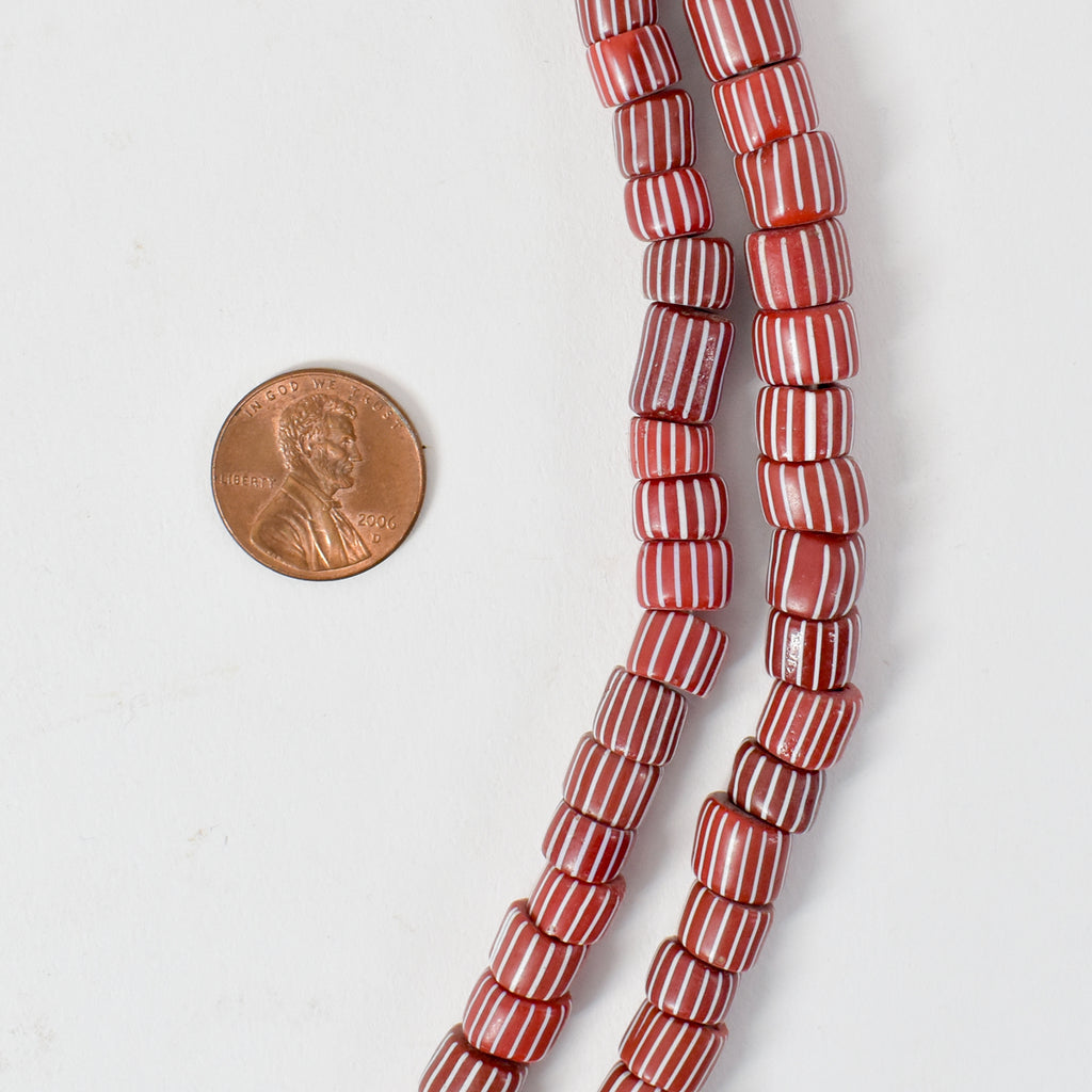 Red Onion Skin Venetian Trade Beads 45 Inch