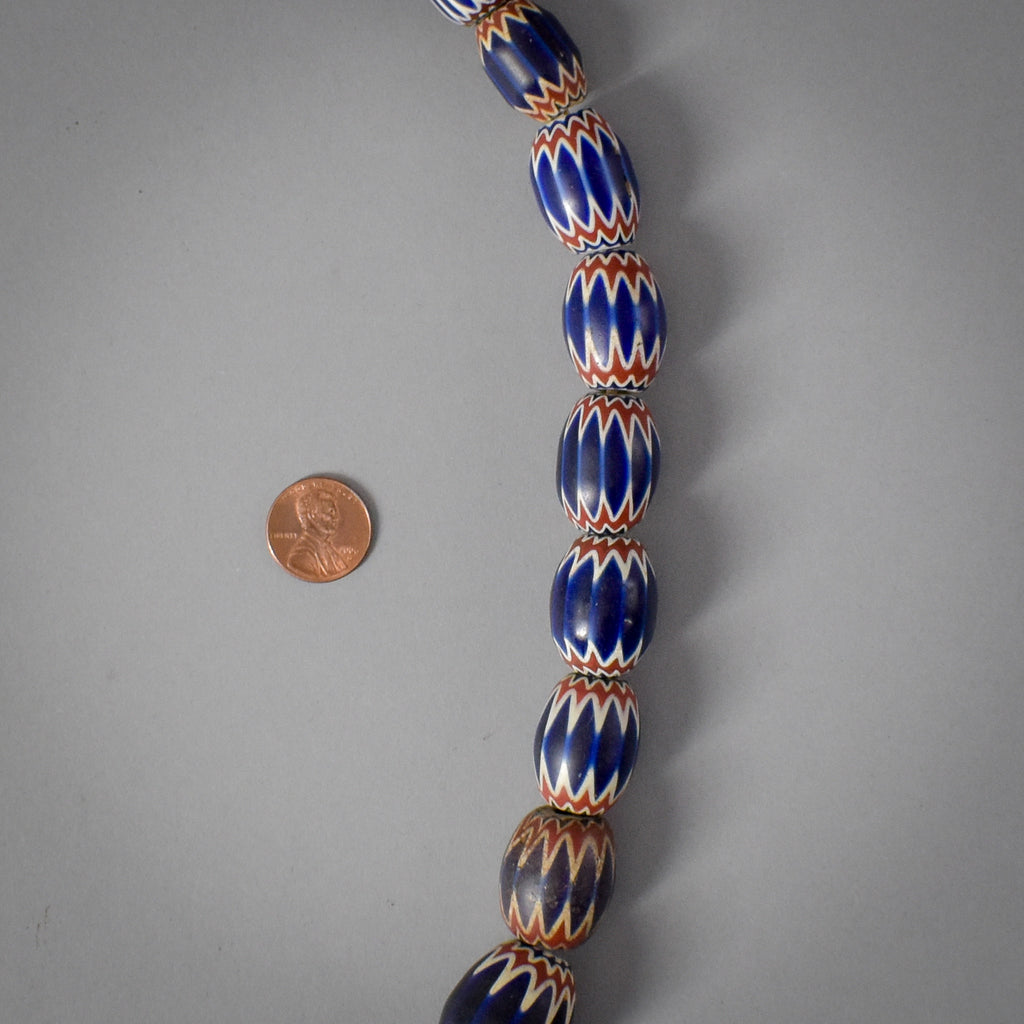 Six-Layer Chevron Venetian Trade Beads JK Brown Collection 40 Inch