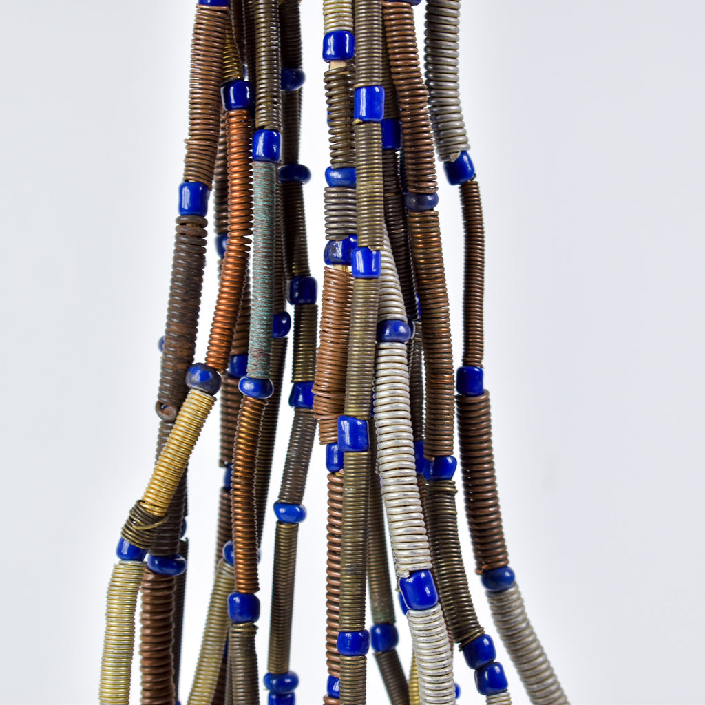 8 Strands Mixed Metal Coil and Blue Trade Bead Grab Bag Mali
