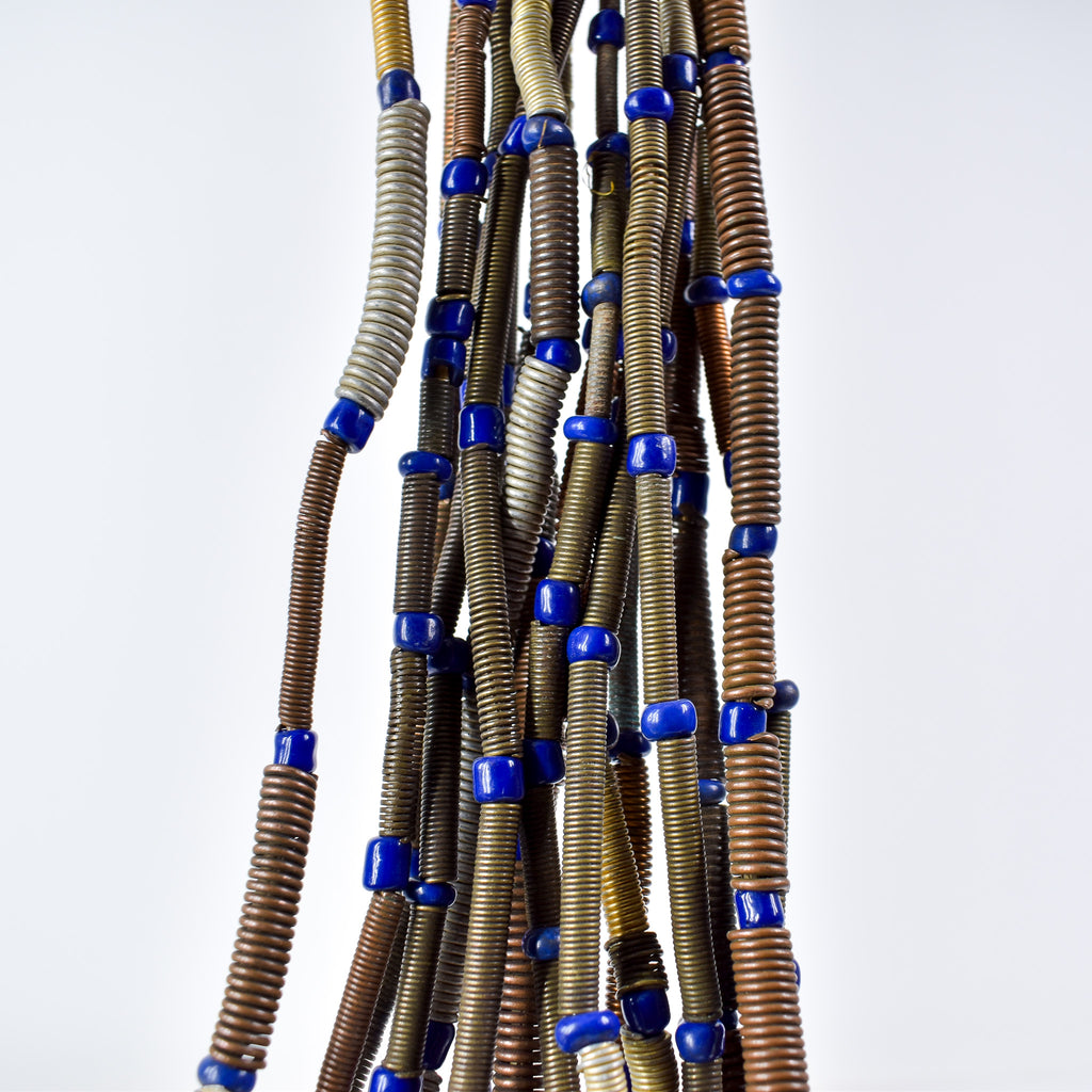8 Strands Mixed Metal Coil and Blue Trade Bead Grab Bag Mali