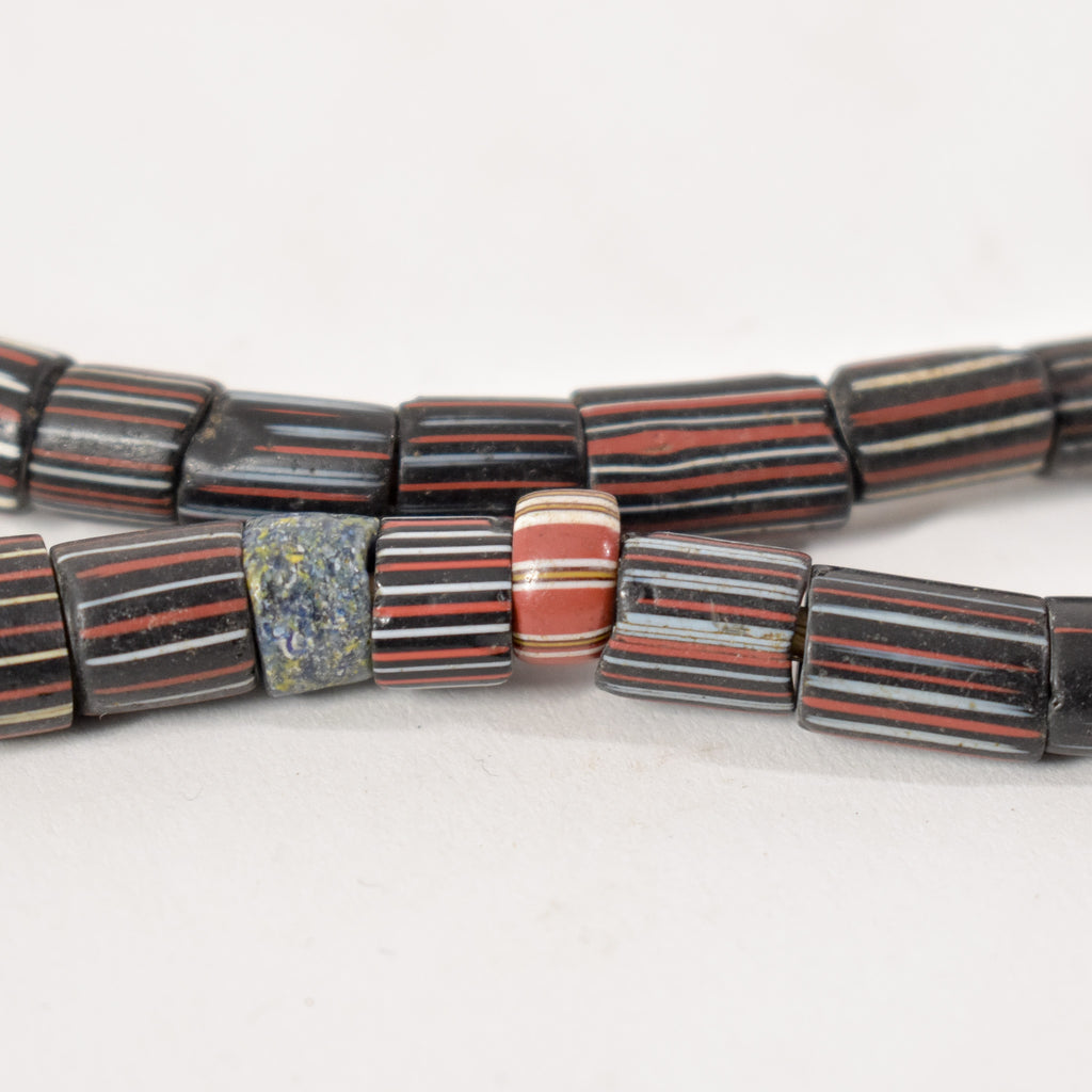Striped Greenhearts Venetian Trade Beads