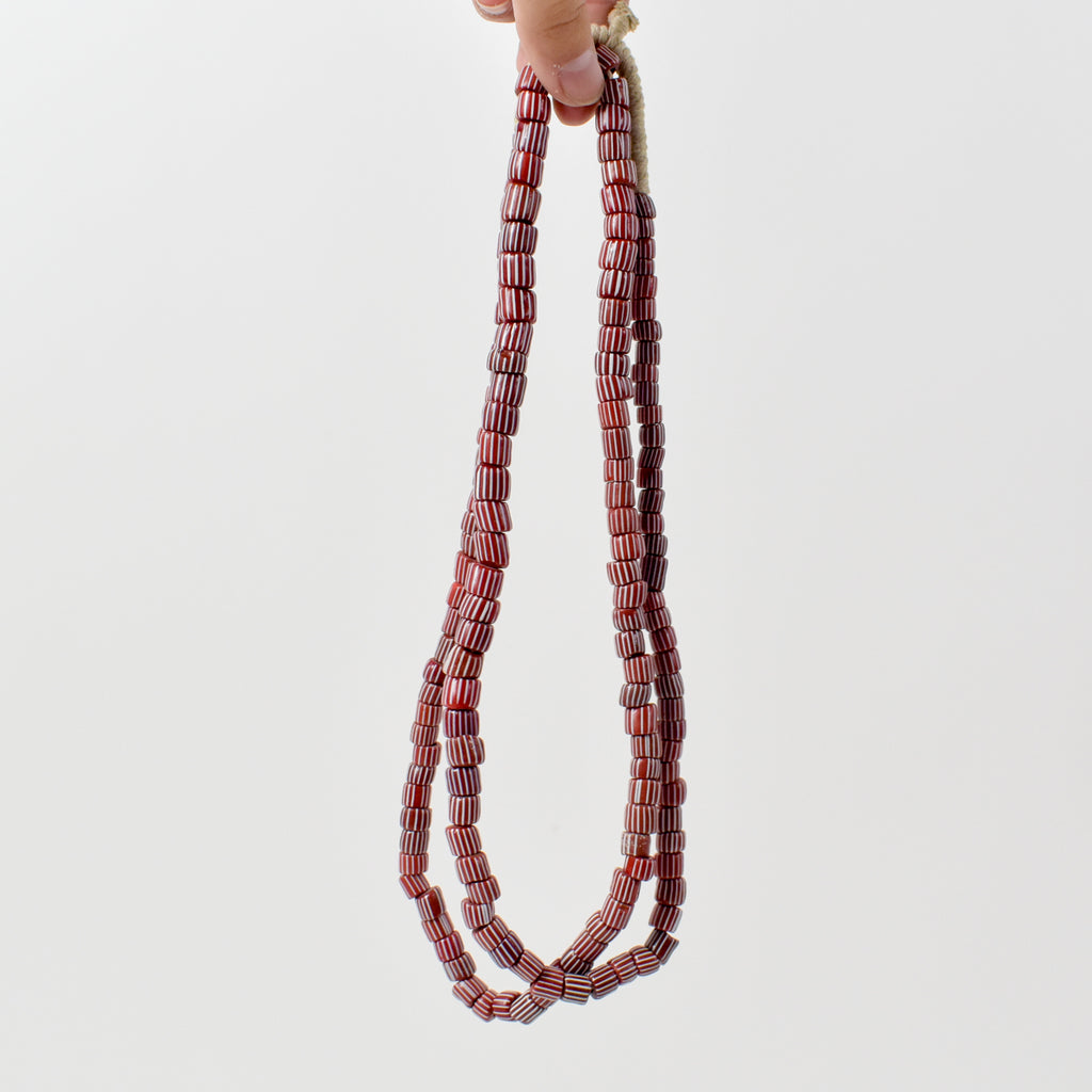 Red Onion Skin Venetian Trade Beads 45 Inch