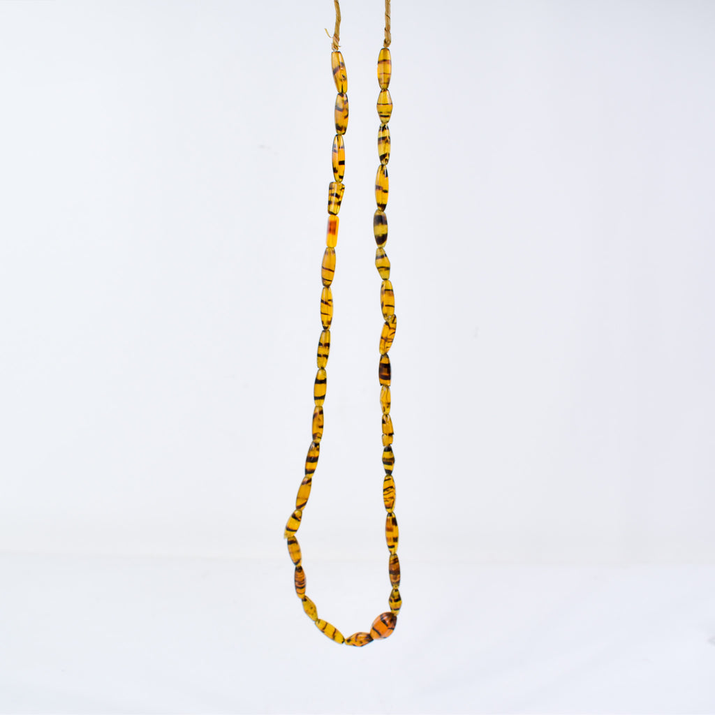 Bohemian Faceted Brown Striped Trade Beads 32 Inch