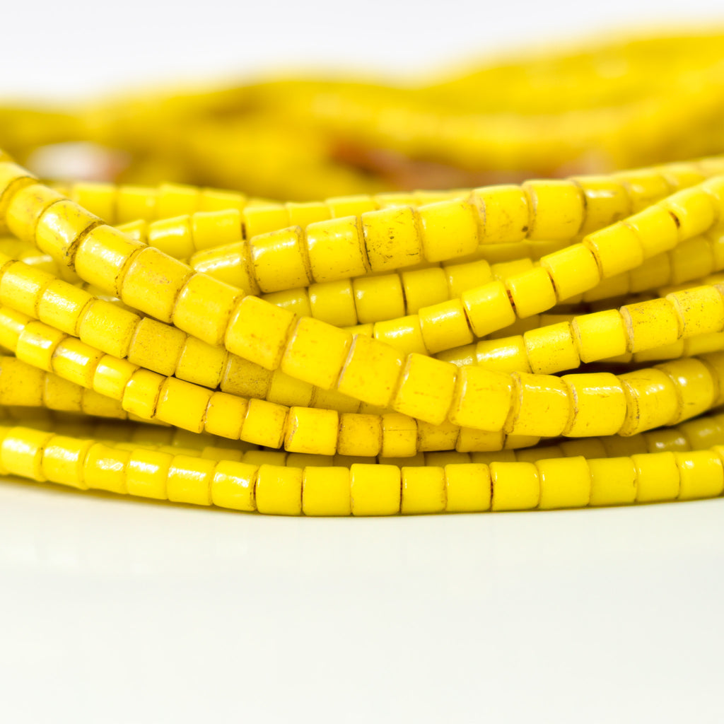 12 Tile Yellow Trade Beads