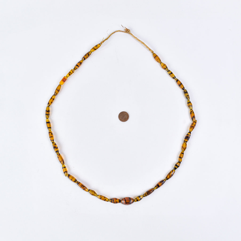 Bohemian Faceted Brown Striped Trade Beads 32 Inch