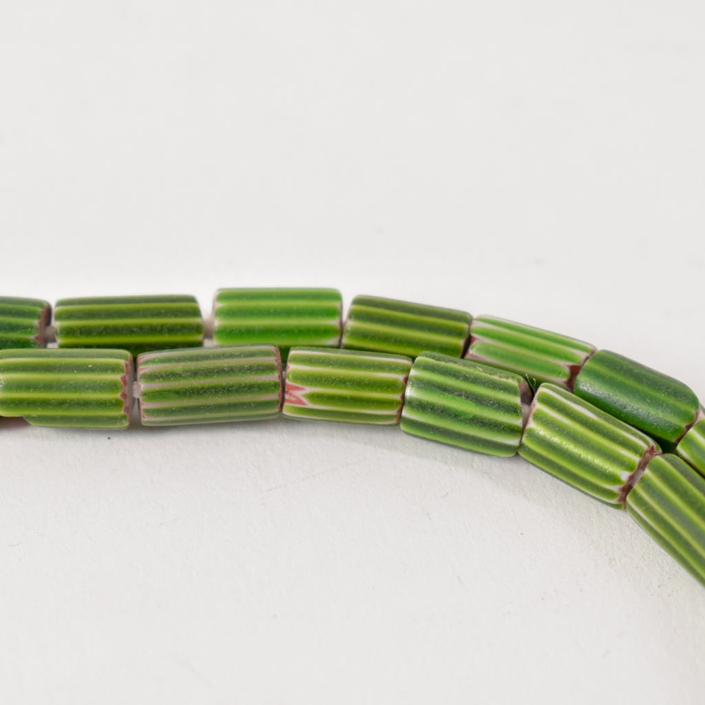 Green Chevron Venetian Trade Beads