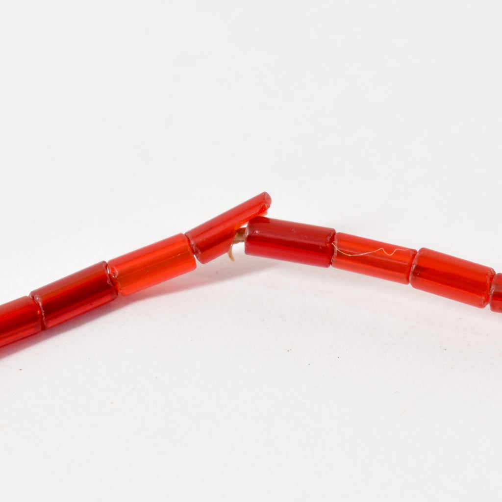 Red Translucent Flat Ended Cylinder Trade Beads