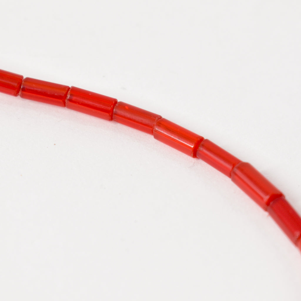 Red Translucent Flat Ended Cylinder Trade Beads