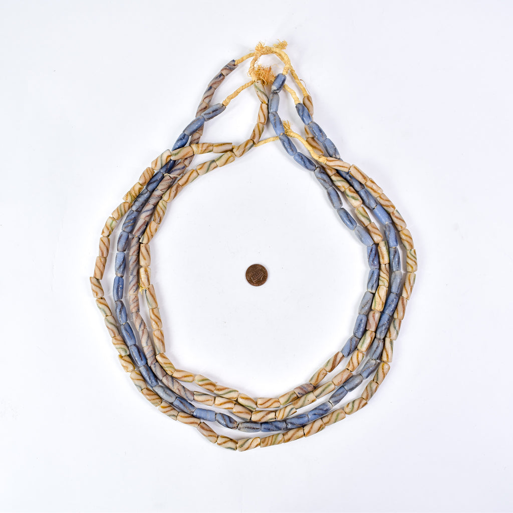 4 Strands Krobo "Recycled" Powder Glass Trade Beads