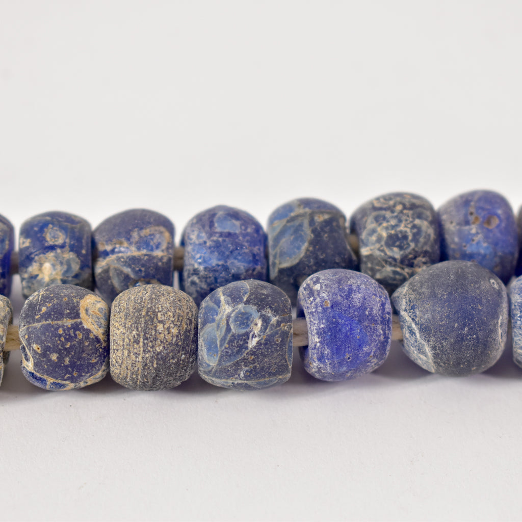 Blue Dogon Marvered Trade Beads 36 inch