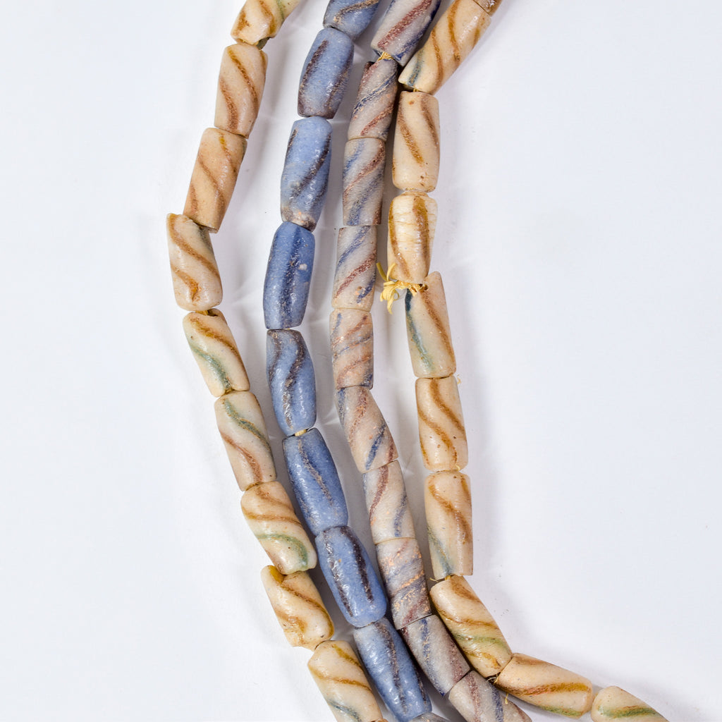 4 Strands Krobo "Recycled" Powder Glass Trade Beads