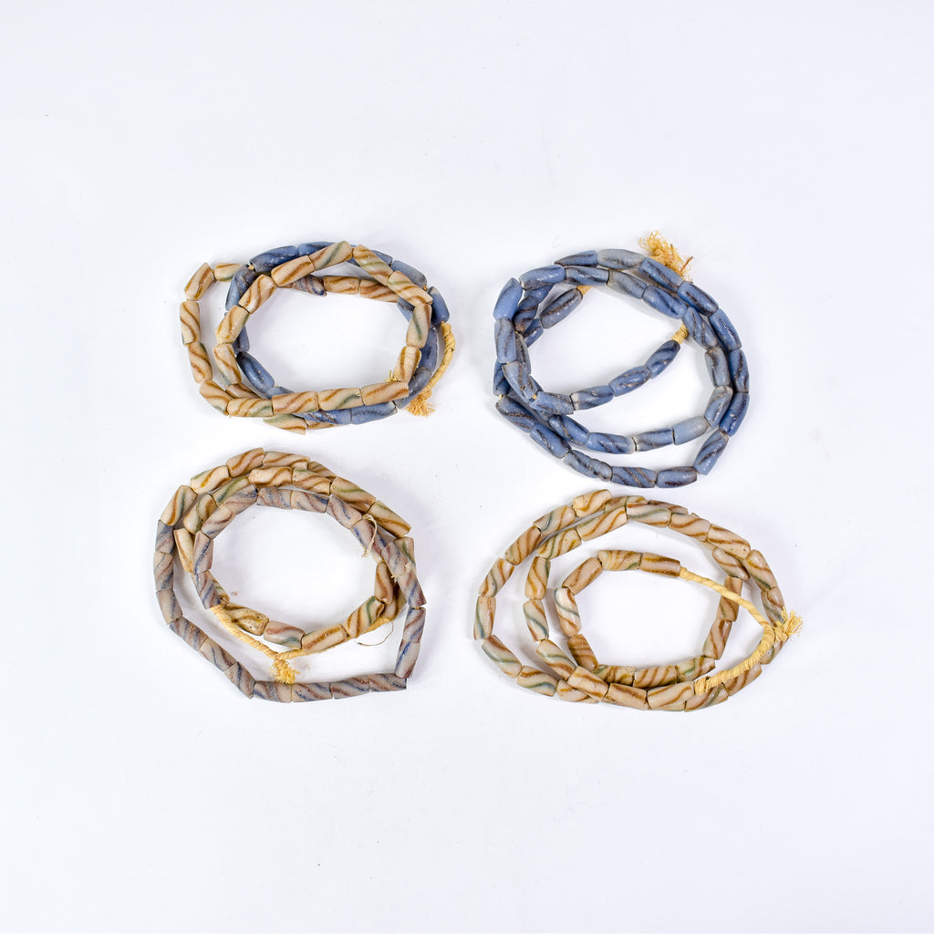 4 Strands Krobo "Recycled" Powder Glass Trade Beads