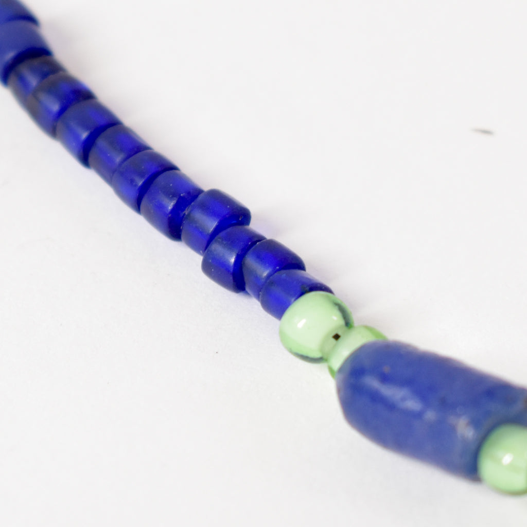 Blue and Green Handmade Trade Bead Necklace