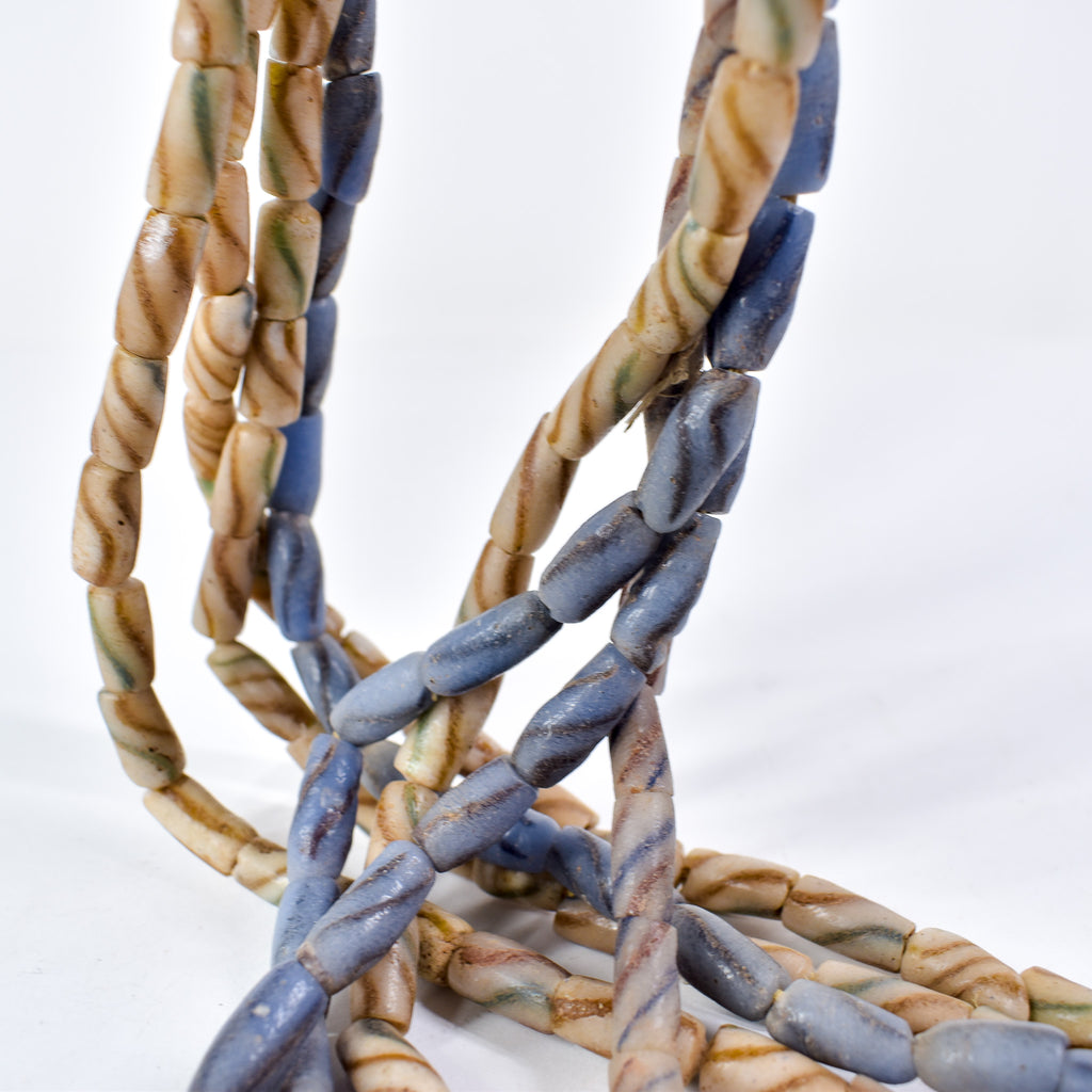 4 Strands Krobo "Recycled" Powder Glass Trade Beads
