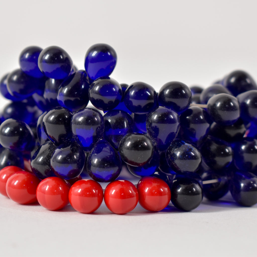 Red and Black Wedding Globular Trade Beads