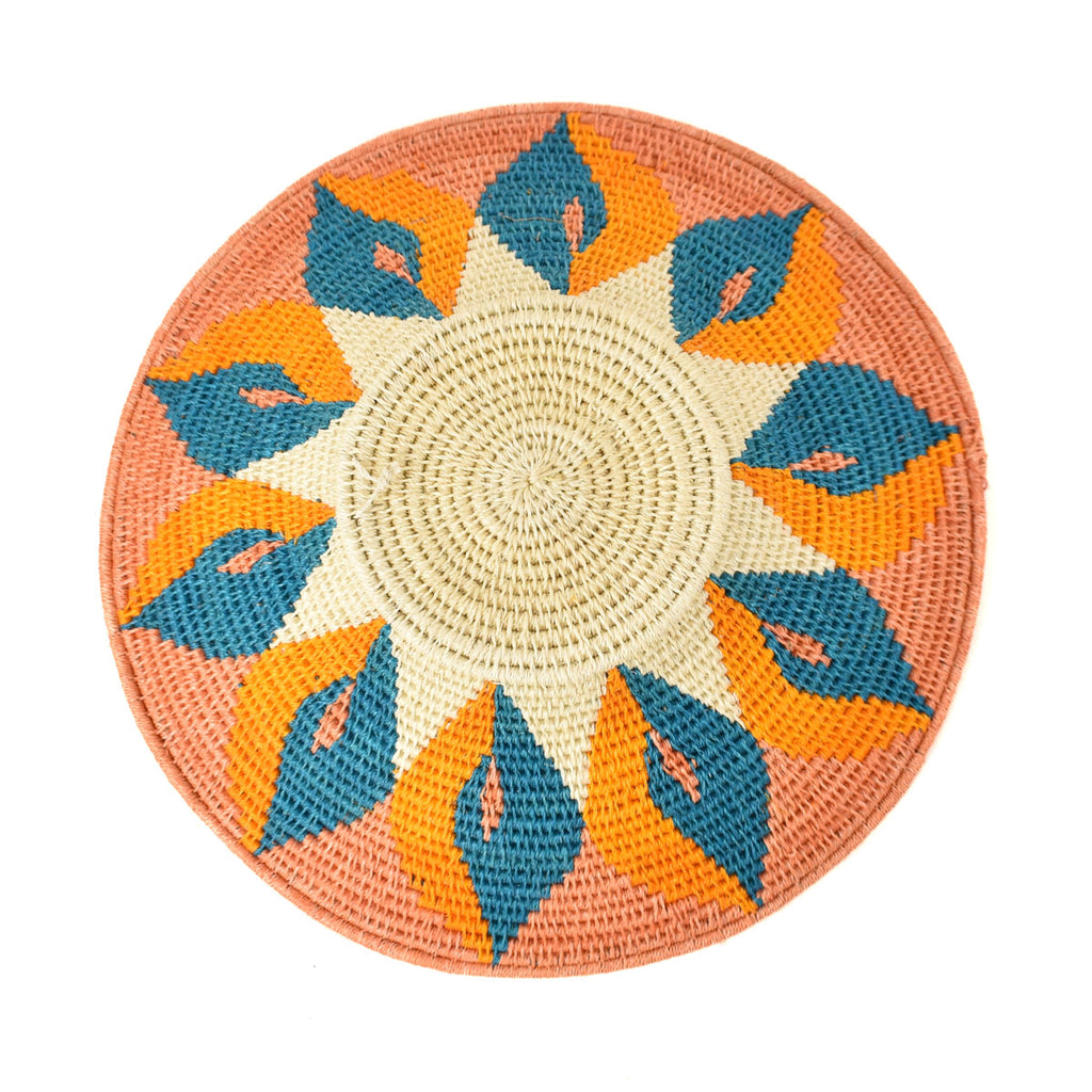 Orange and Teal Agave Sisal Handwoven Basket Eswatini